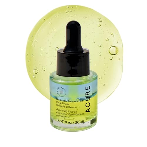 Acure Bakuchiol Serum bottle pouring signals a daily anti-aging ritual.