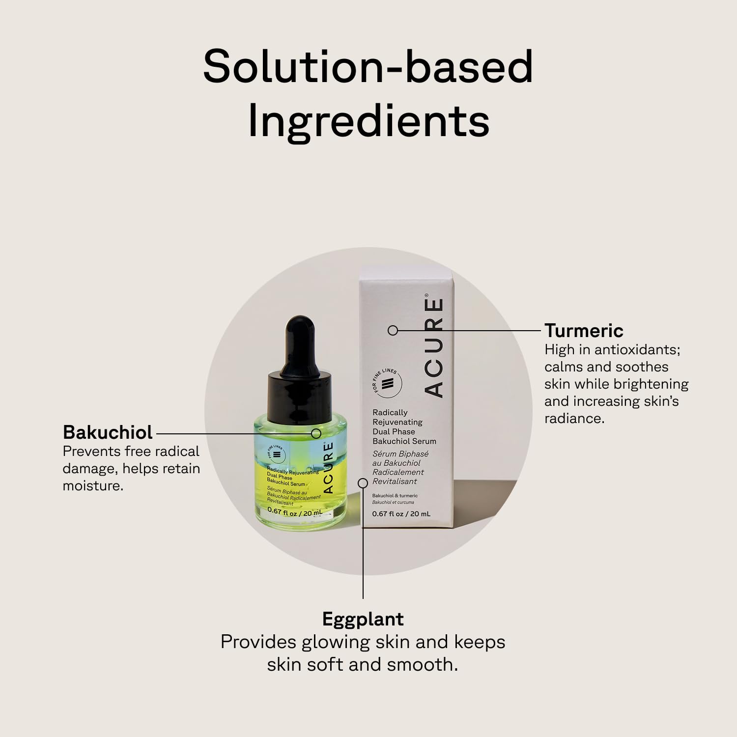 Acure Bakuchiol Serum cold-pressed oils swirl emphasizes deep hydration.