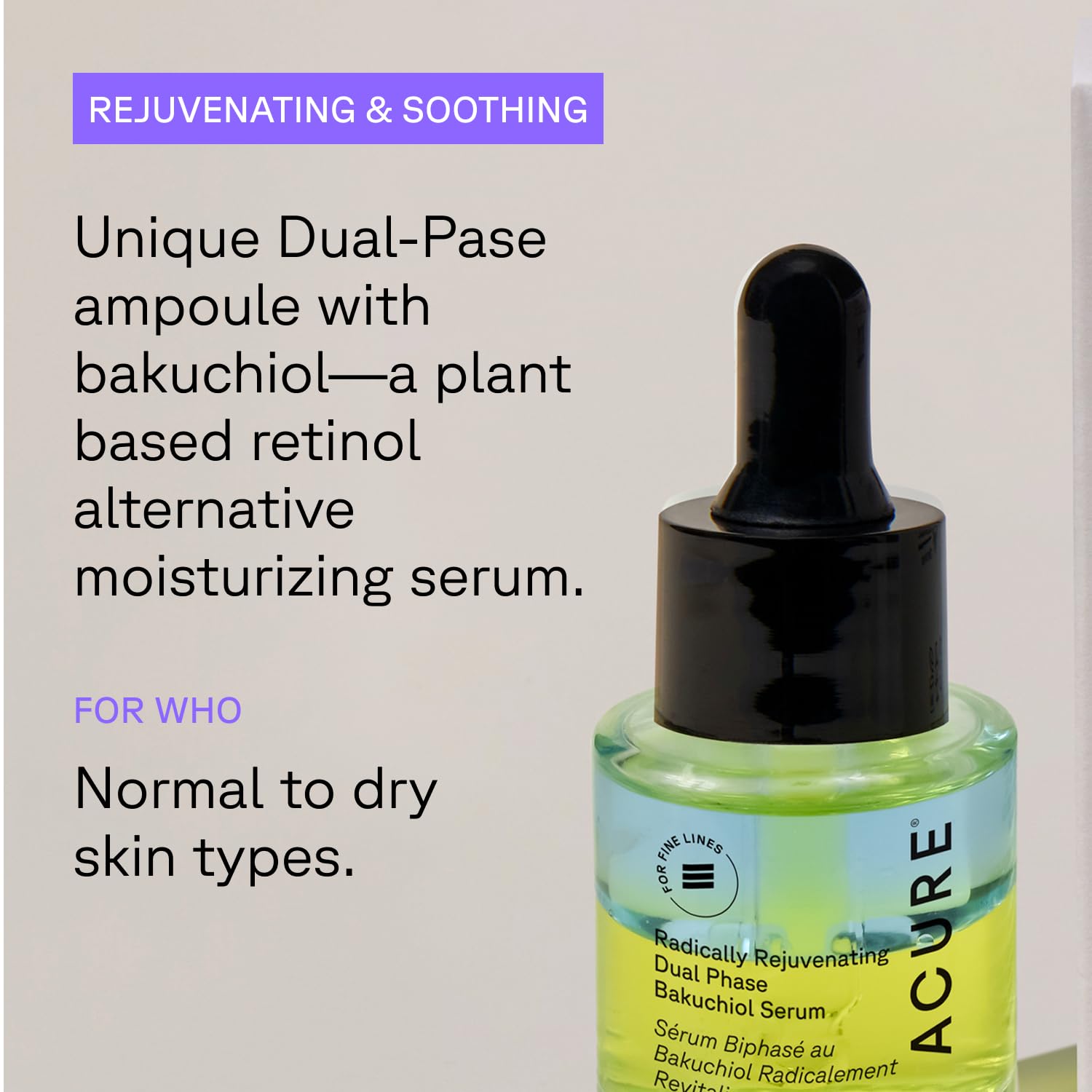 Acure Bakuchiol Serum holy basil detail conveys protective barrier support.