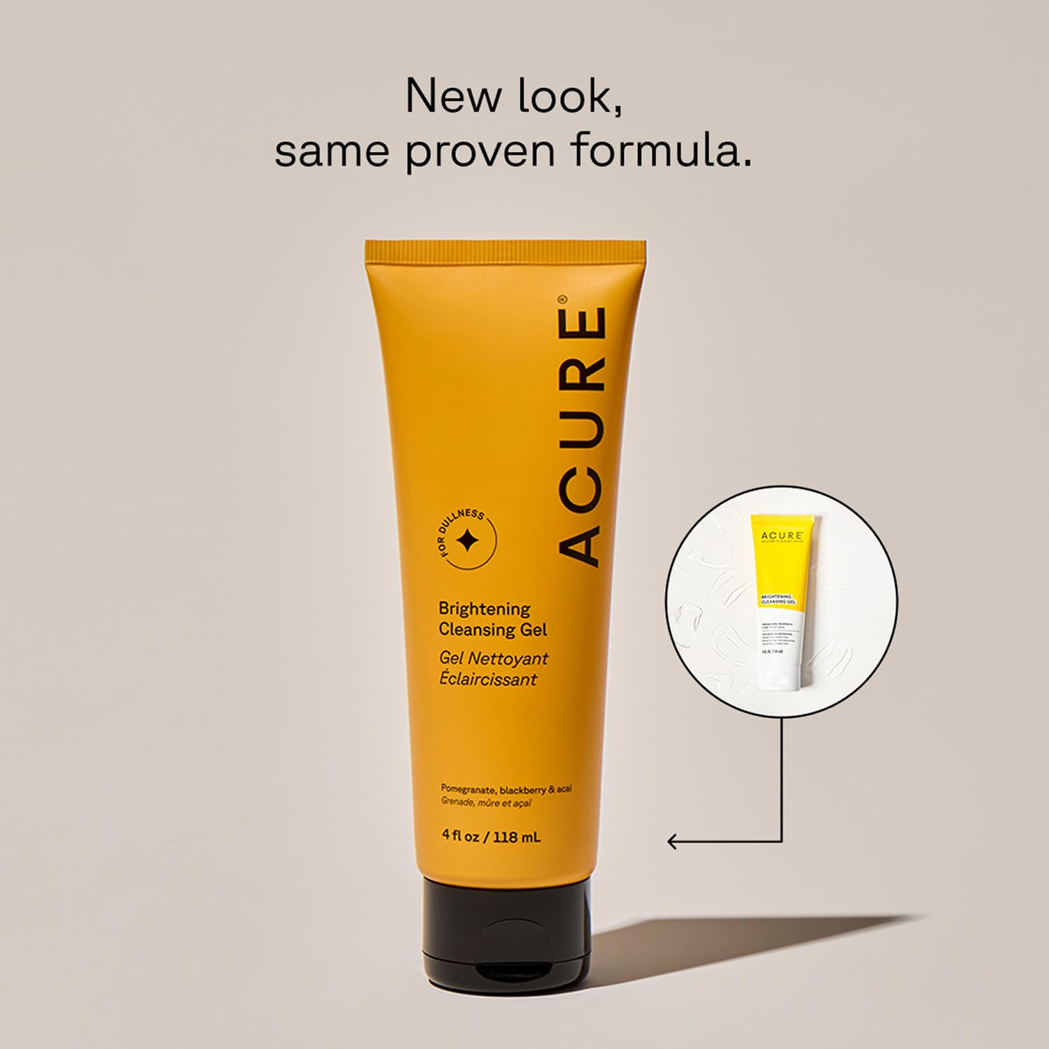 Acure Brightening Cleansing Gel close-up showing gentle foam ideal for sensitive skin.