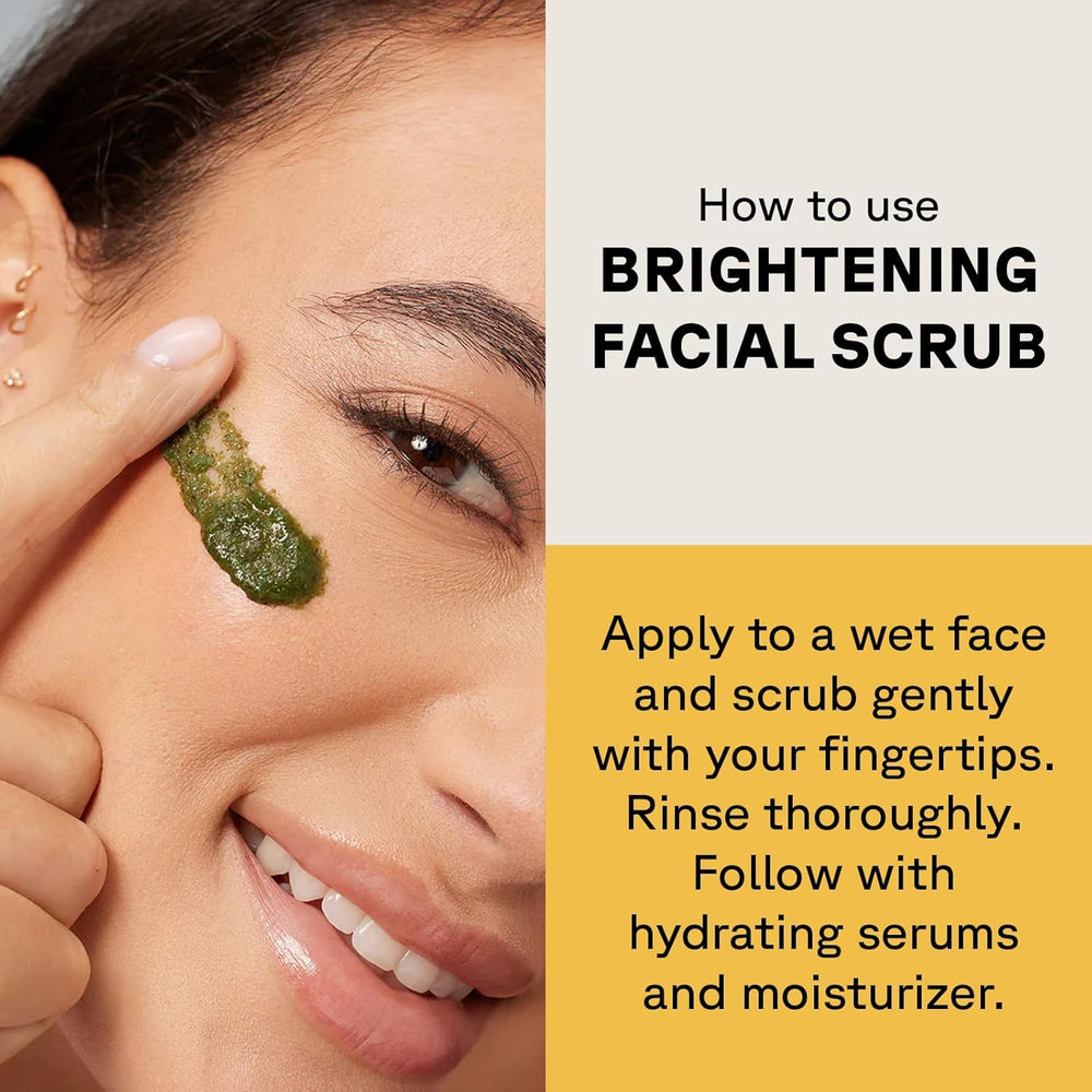 Acure Brightening Facial Scrub creamy lather during cleansing routine