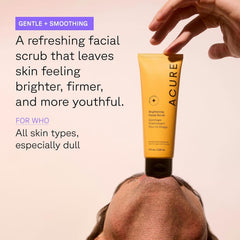 Acure Brightening Facial Scrub lathering into foam for refreshed skin