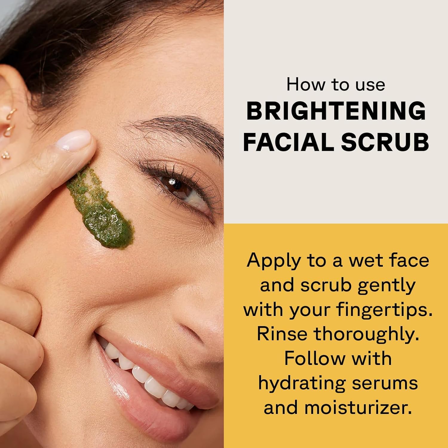 Acure Brightening Facial Scrub after wash reveals smoother skin texture