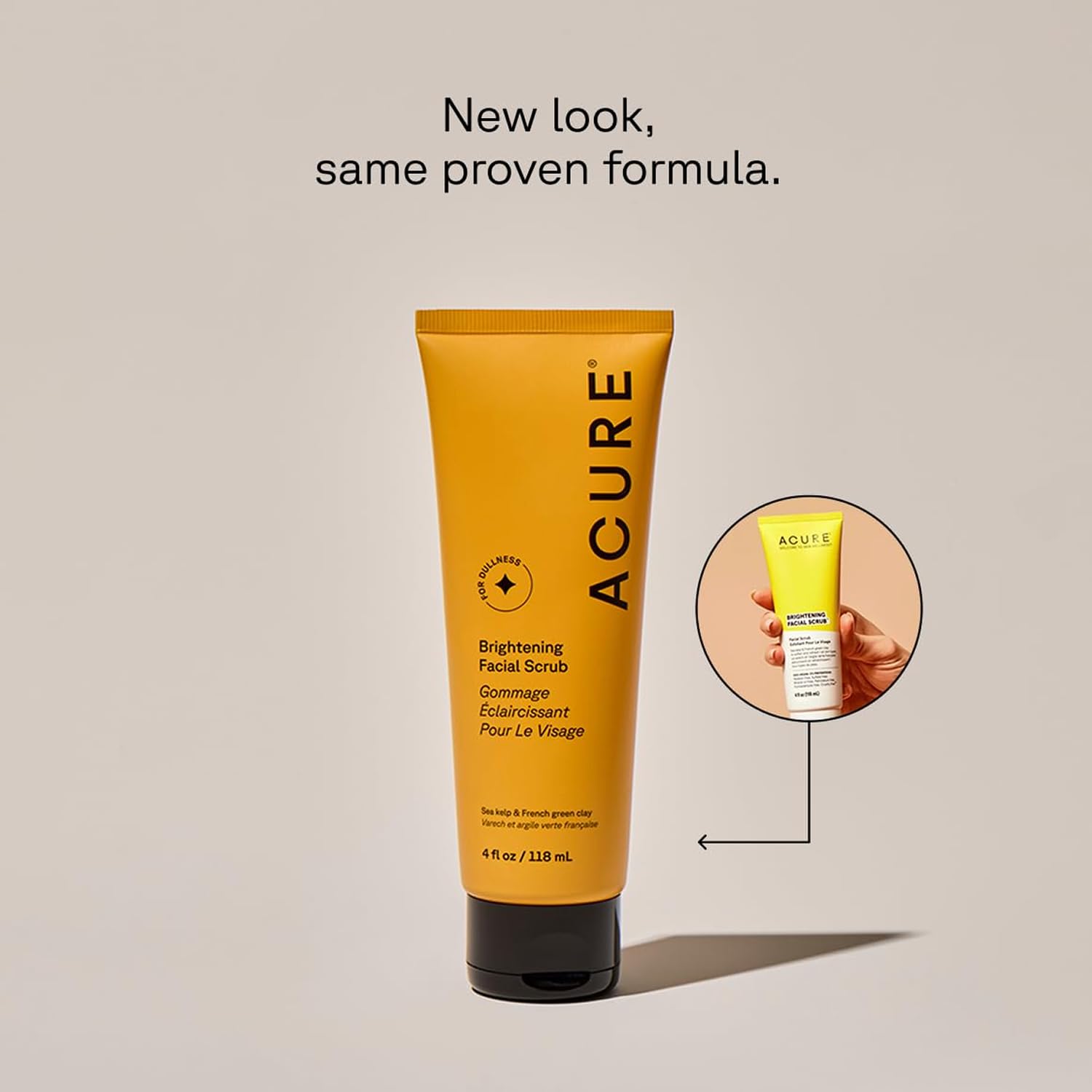 Acure Brightening Facial Scrub texture close-up for gentle cleansing