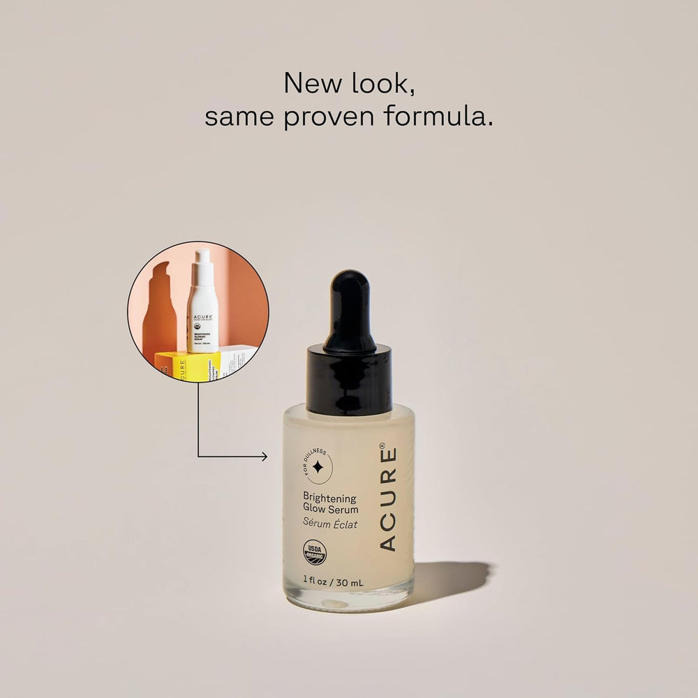 Acure Brightening Glow Serum cranberry seed oil close-up emphasizing antioxidant glow.
