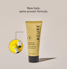 Acure Brightening Night Cream chlorella detail emphasizes botanicals for radiant evening skincare