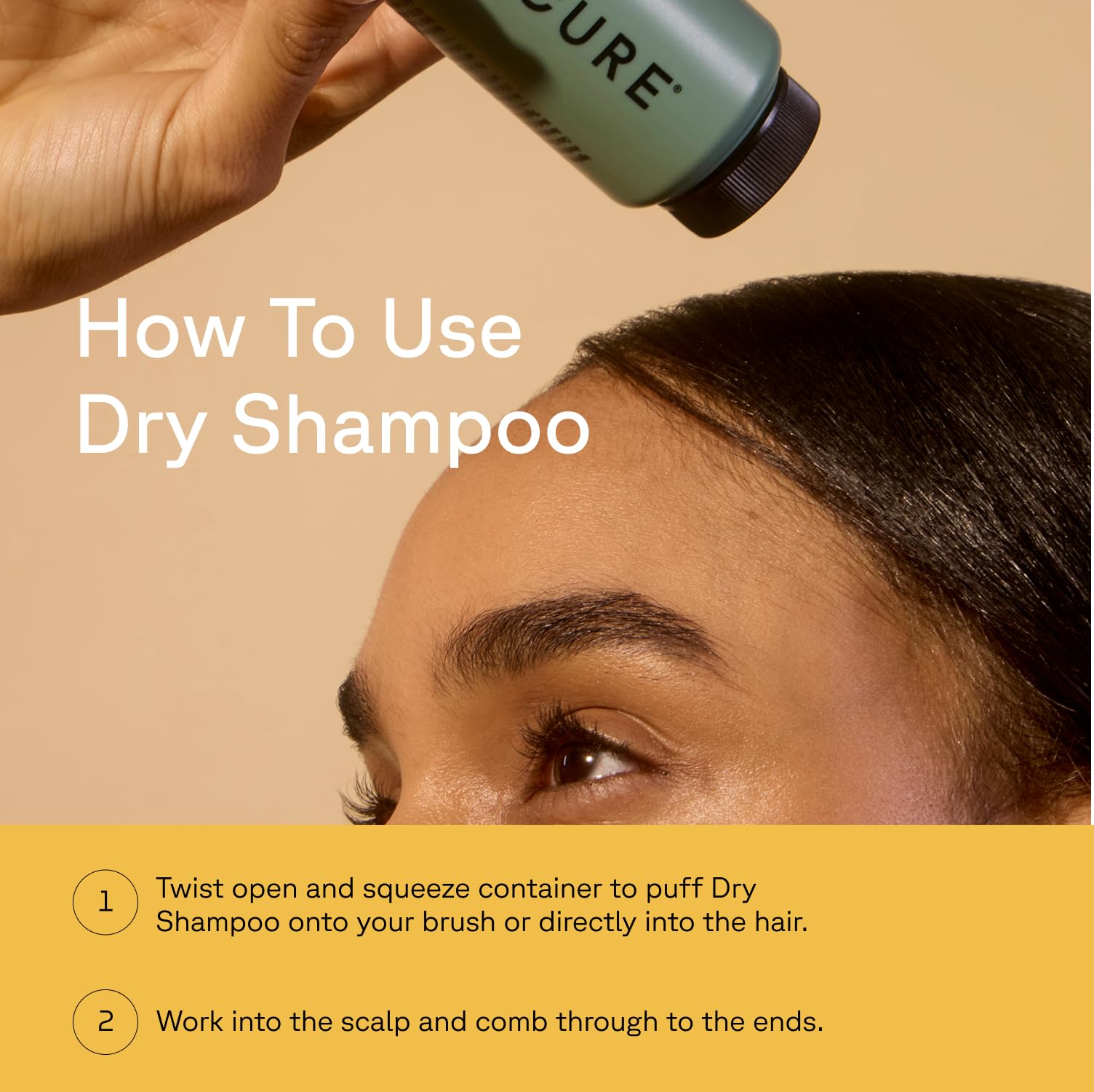 Acure Dry Shampoo applied to brunettes reveals textured volume between washes.