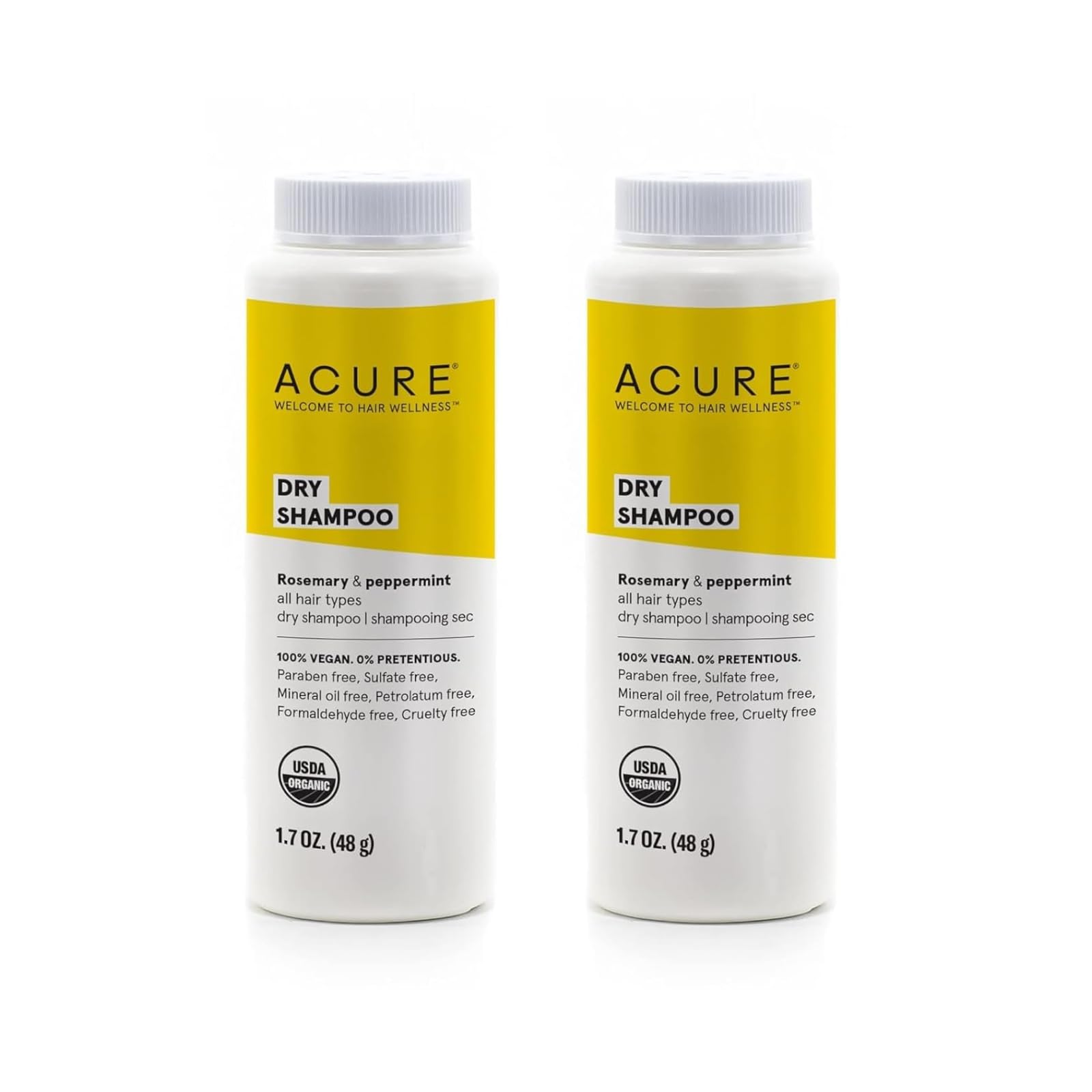 Acure dry shampoo powder applying for instant volume and refreshed roots