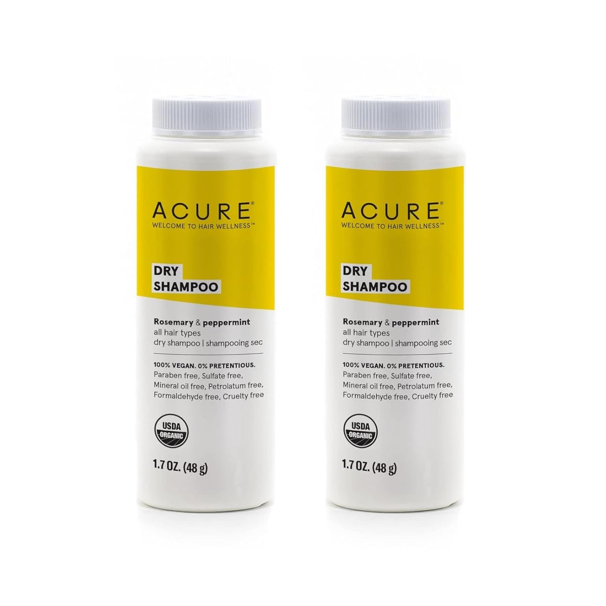 Acure dry shampoo powder applying for instant volume and refreshed roots