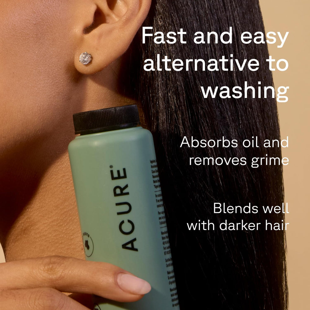 Acure Dry Shampoo Rosemary Cocoa Nourish highlights organic ingredients for light texture.