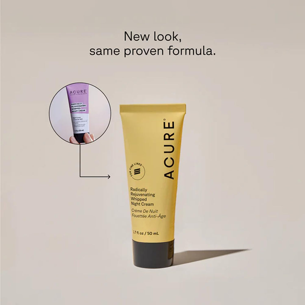Acure whipped night cream texture close-up for lightweight overnight renewal
