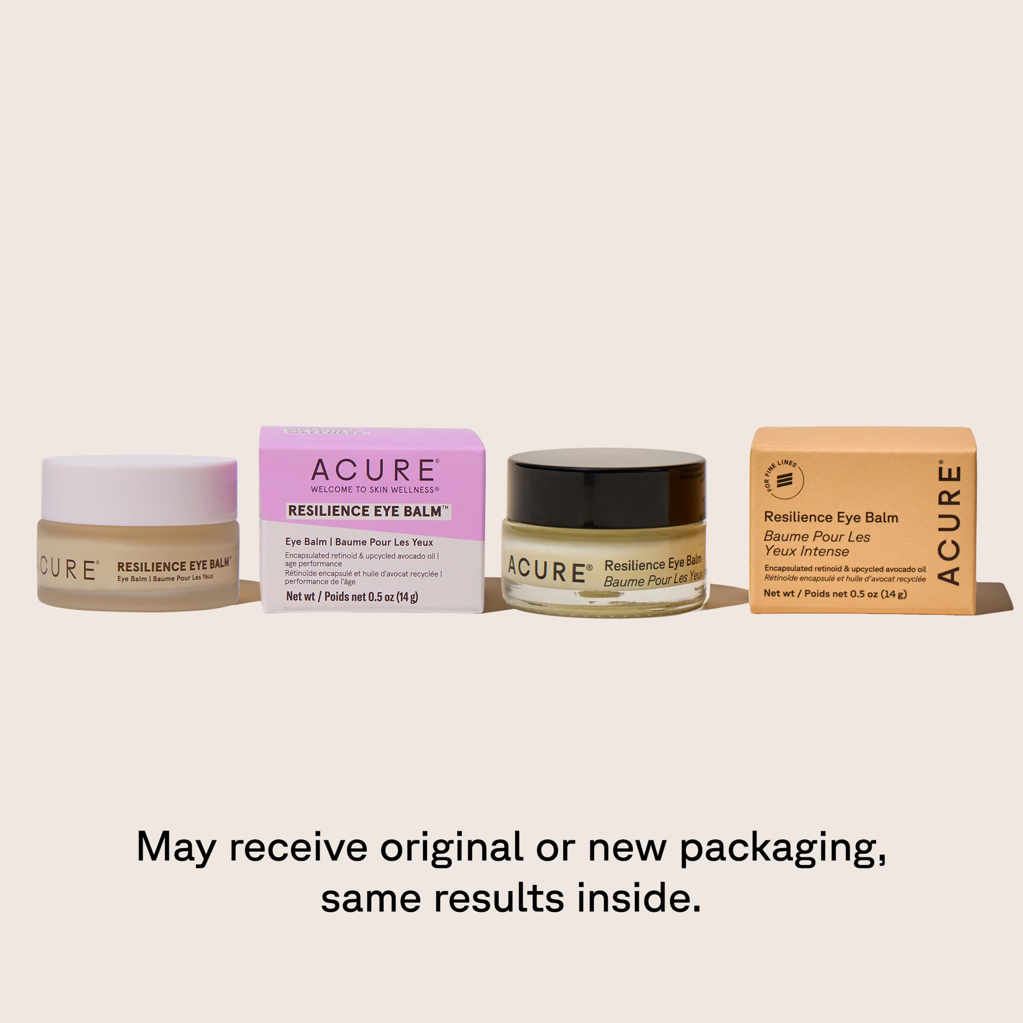Acure Resilience Eye Balm with upcycled avocado oil for deep hydration.