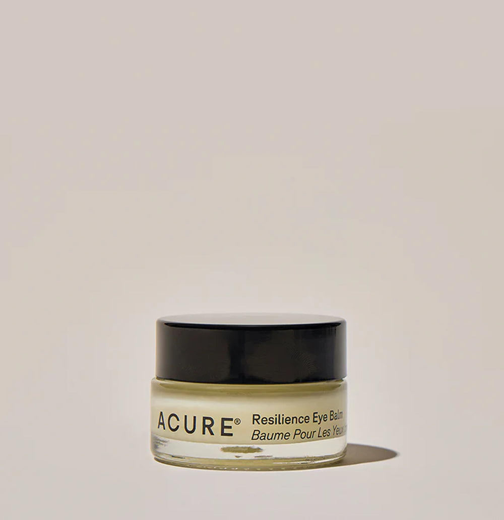 Acure Resilience Eye Balm packaging shows vegan, clean formula.