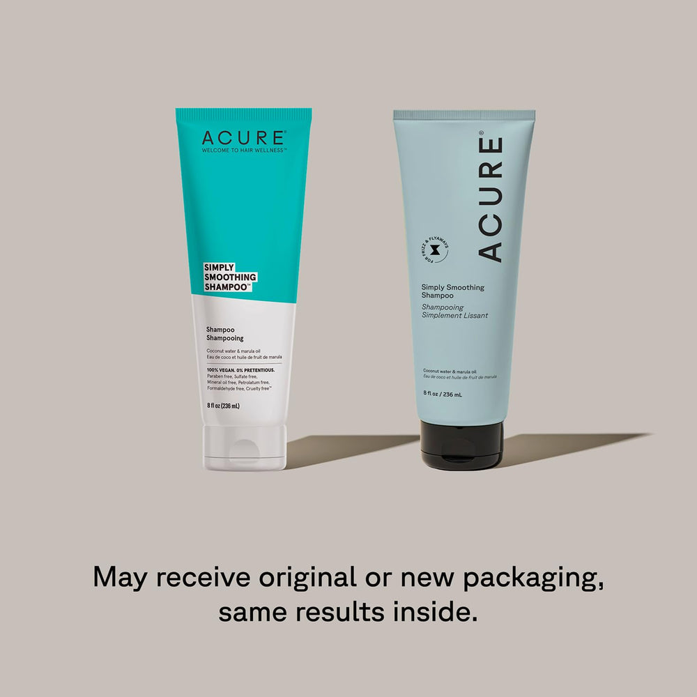 Acure Simply Smoothing Conditioner bottle supports lasting moisture and detangling.