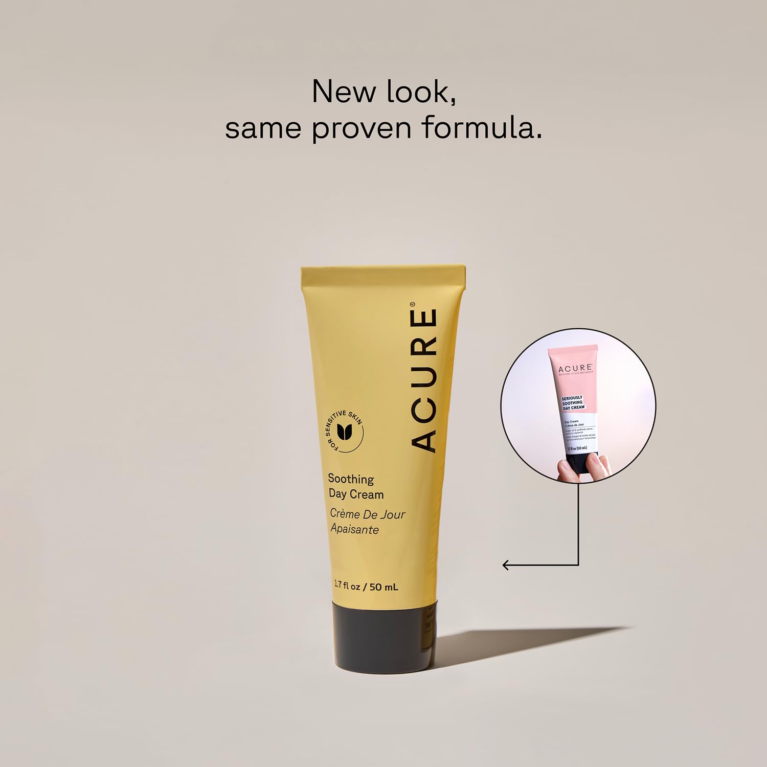 Argan oil bottle hints at nourishing hydration in Acure Soothing Day Cream.