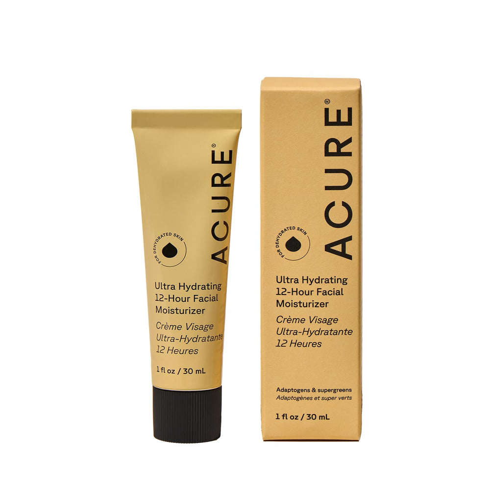 Acure Ultra Hydrating 12 Hour Facial Cream bottle pump for long-lasting moisture