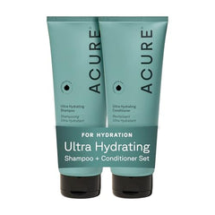 Acure Ultra Hydrating Shampoo bottle with argan oil for smoother, shinier hair.
