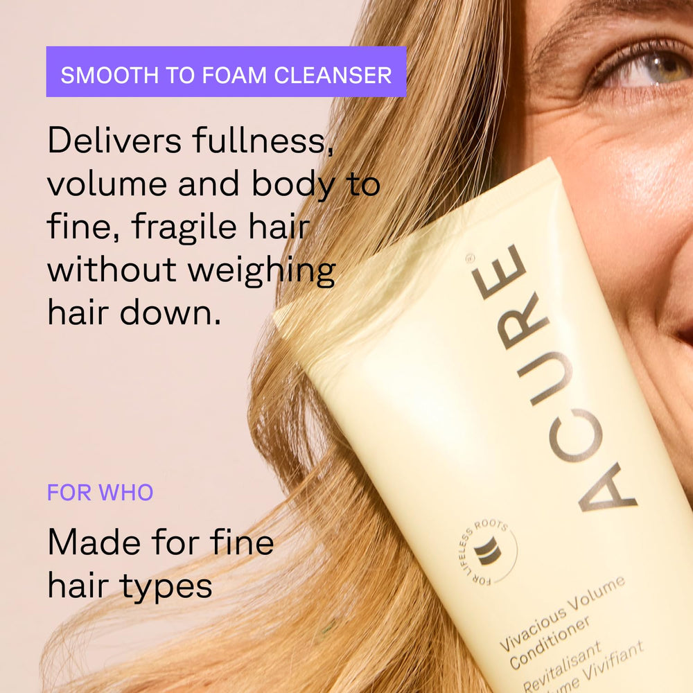 Acure Vivacious Volume Conditioner rinse shows moisture without residue