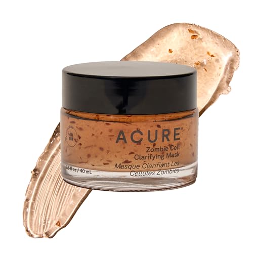 Acure Zombie Cell Clarifying Mask tube close-up showing detoxifying formula for refined pores.