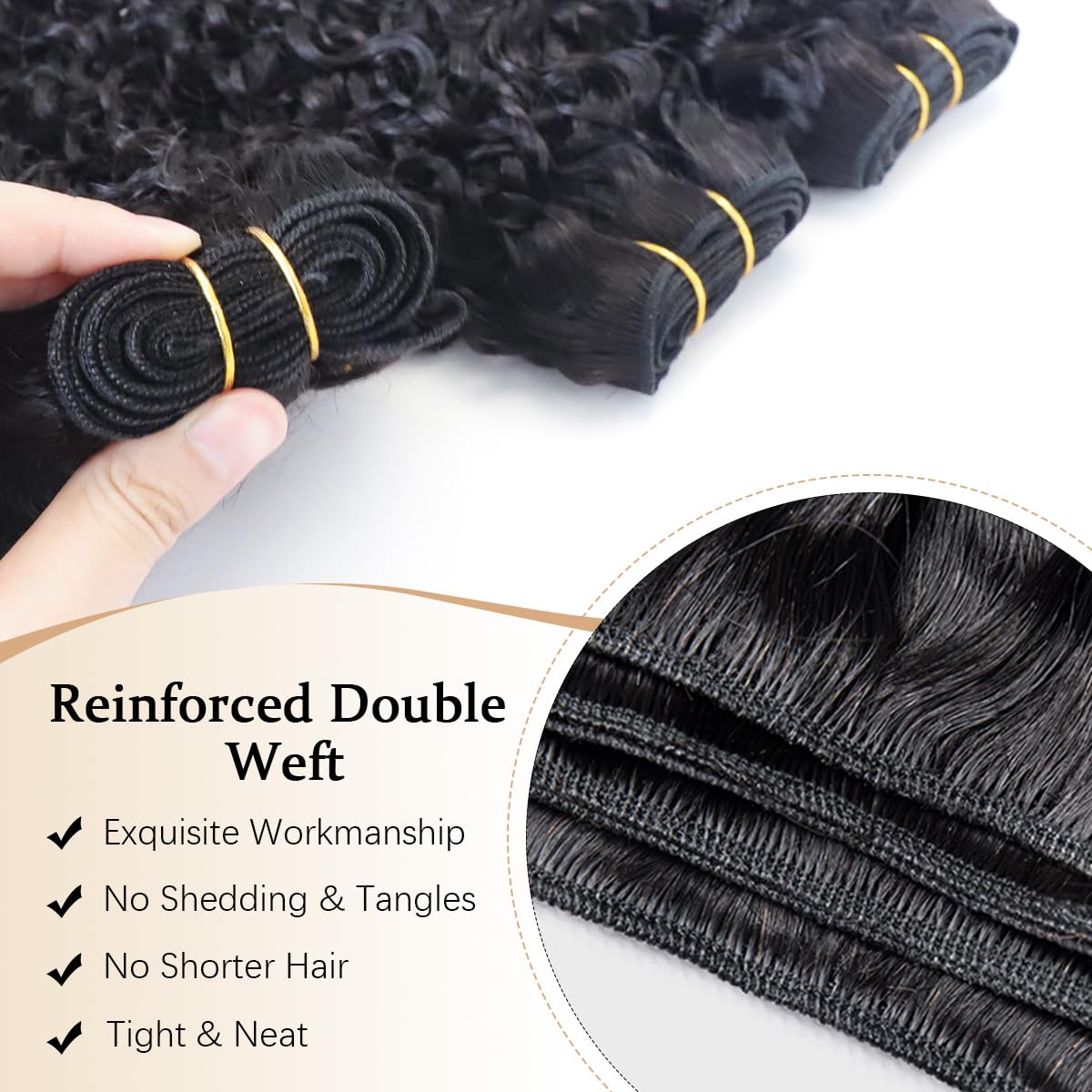 Acusoee Burmese curly bundles 20in spiral-end detail highlights durable weave for lasting wear.