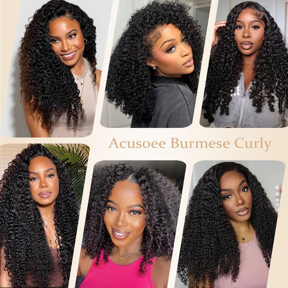 Acusoee Burmese curly bundles dyeable-bleachable closeup shows versatile styling for special occasions.