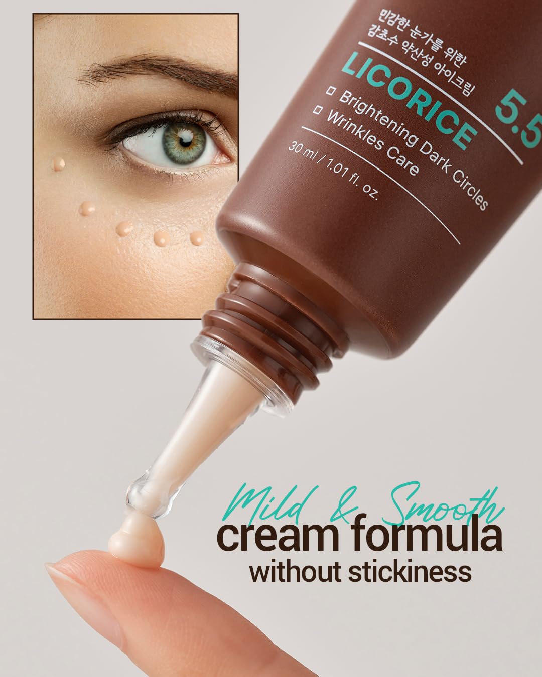 ACWELL Licorice eye cream with non-greasy texture for comfortable wear