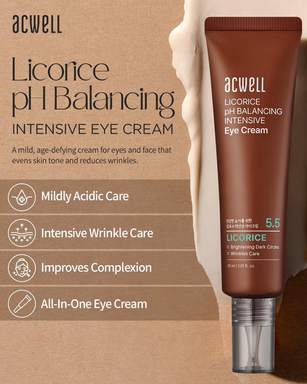ACWELL Licorice peptides under-eye application targets fine lines and puffiness
