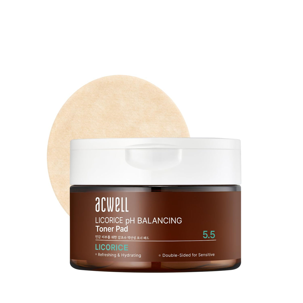 ACWELL Licorice Toner Pad double-sided closeup for gentle cleansing.