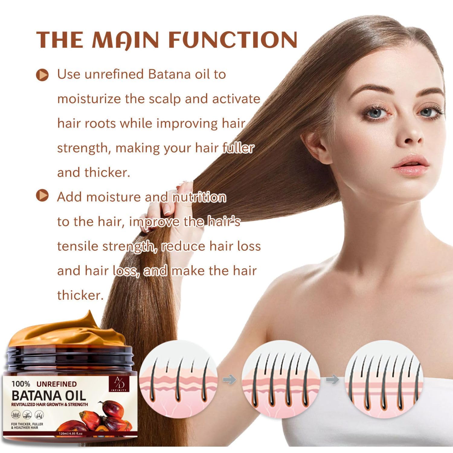 A/D Infinity Batana Oil with keratin boost strengthens hair strands.