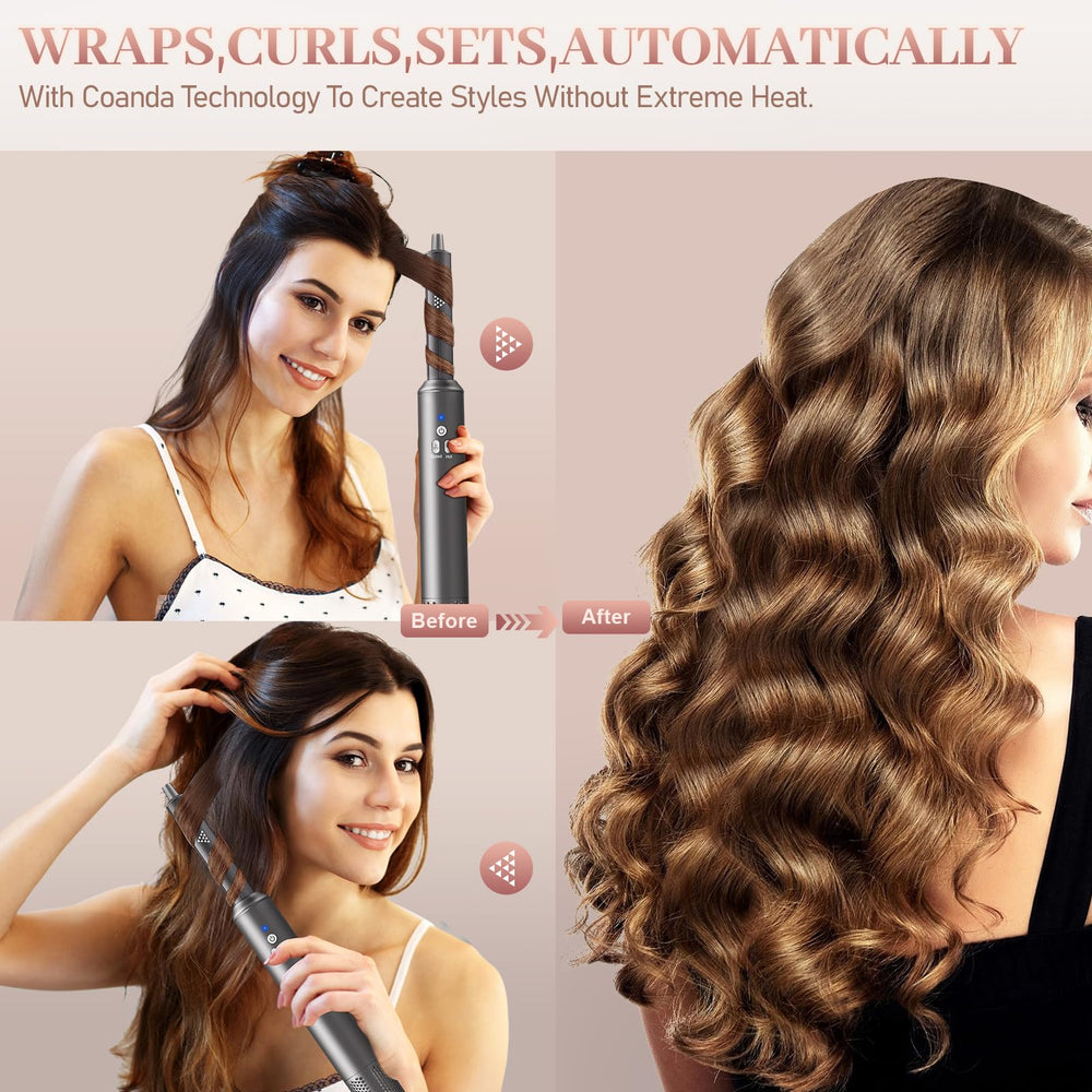 AdamPark 6-in-1 air styling system straightening brush smooths and straightens hair.