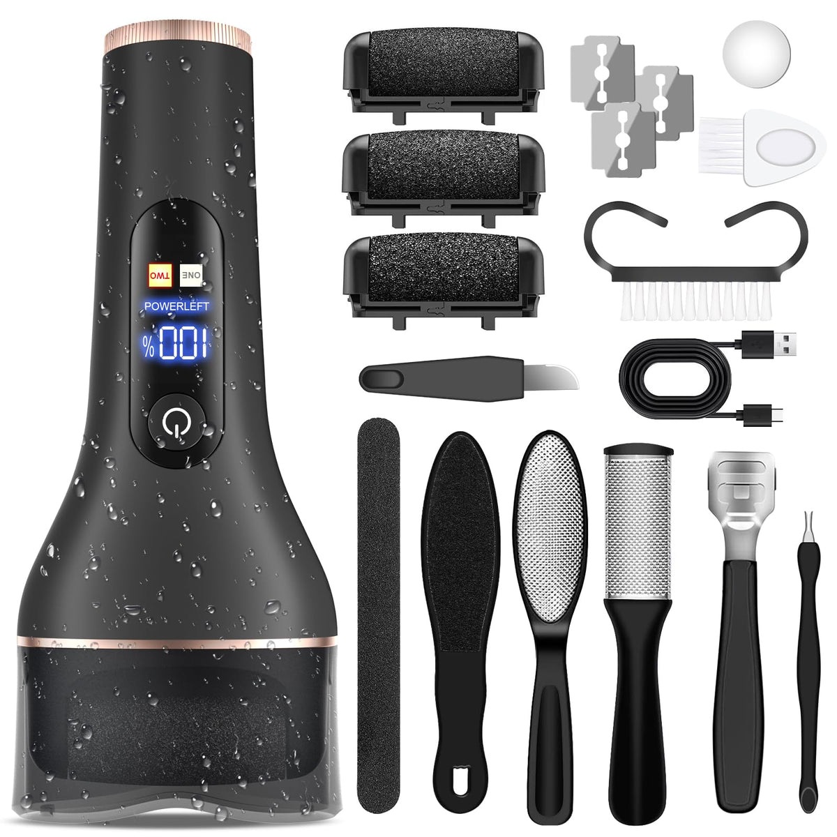 AdamPark Electric Callus Remover on showing active foot care mode