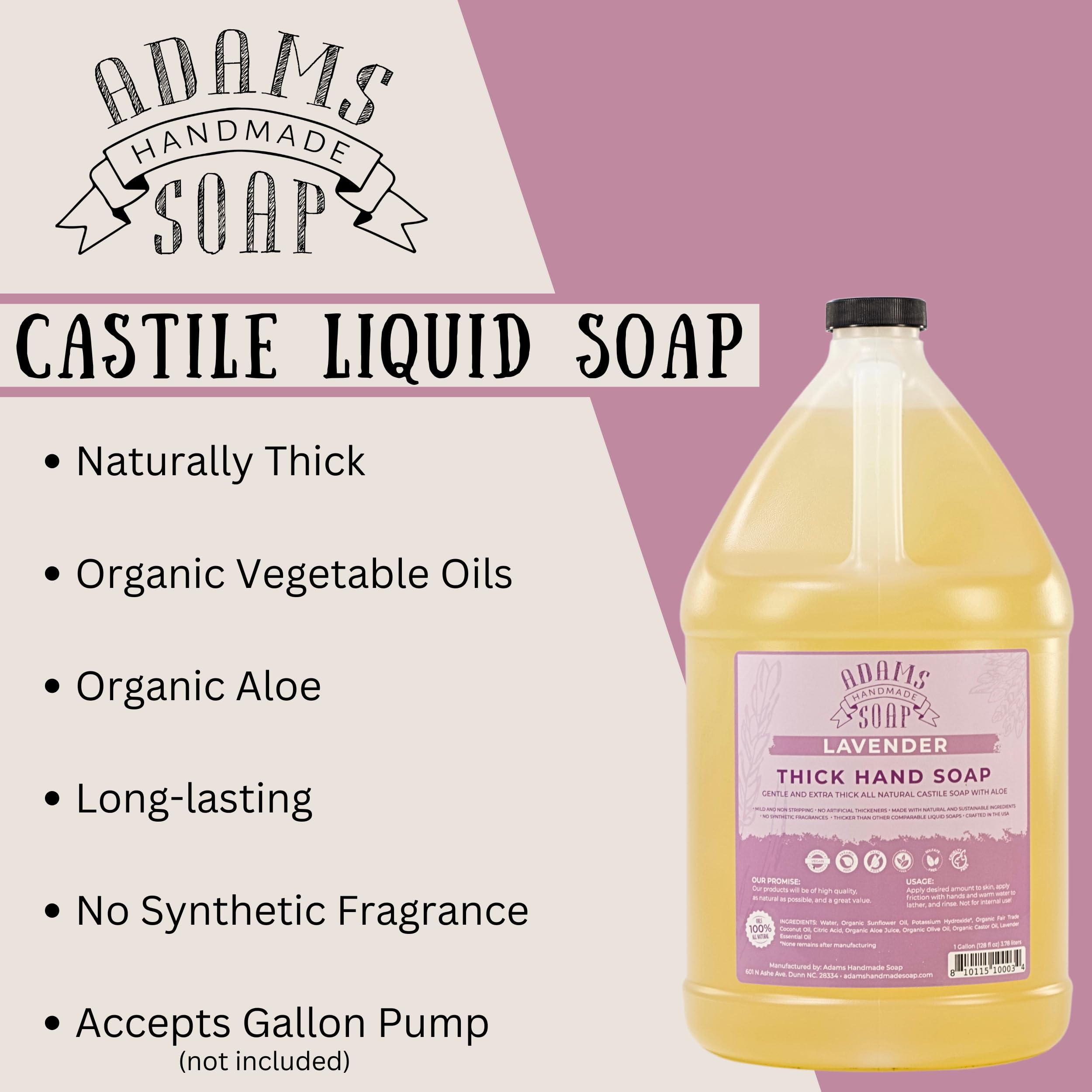 Adams Handmade Soap lavender castile refill—eco-friendly, biodegradable option for family kitchens.