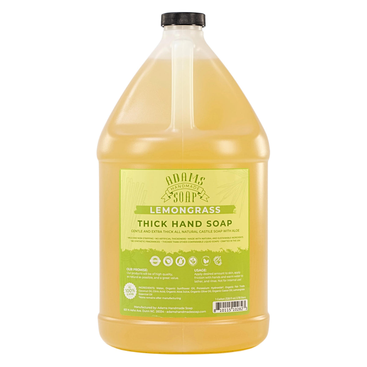 Adams Handmade Soap lemongrass castile bottle pour for daily hand cleansing