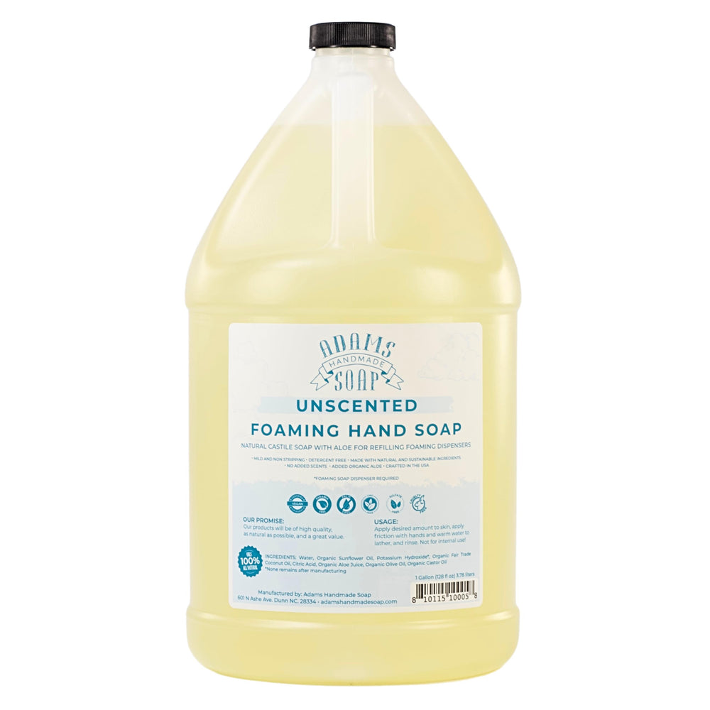 Adams Handmade Soap thin castile foaming hand soap refill for eco-friendly dispensers