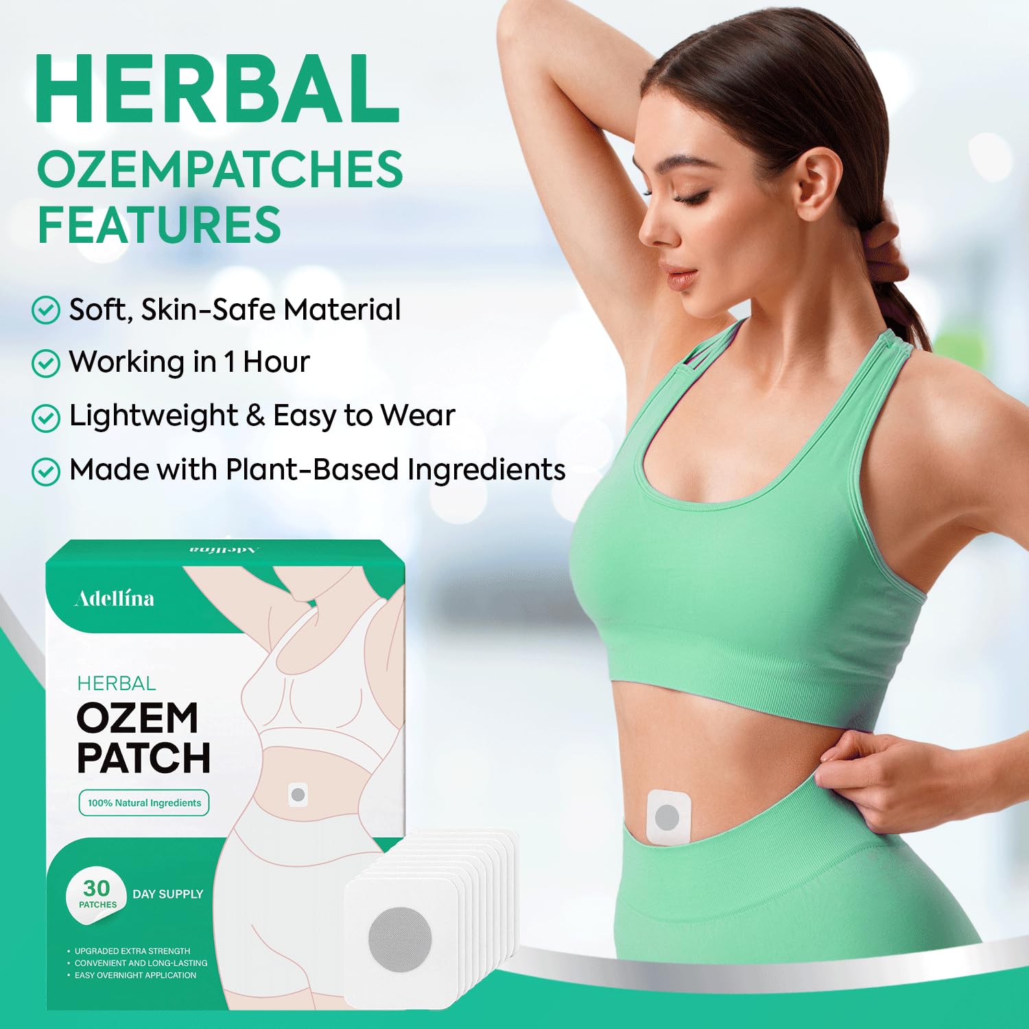 Adellina Ozempatch applied to the abdomen before bed