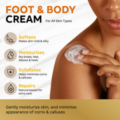 Close-up of Adellina Urea Cream 40% on cracked heels shows smoothing results.