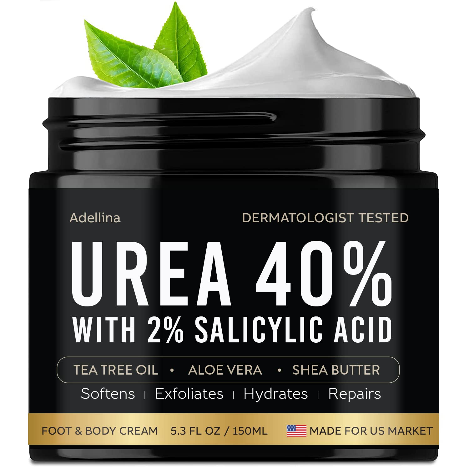 Adellina Urea Cream 40% tube front highlights high-potency foot care for dry, cracked heels.