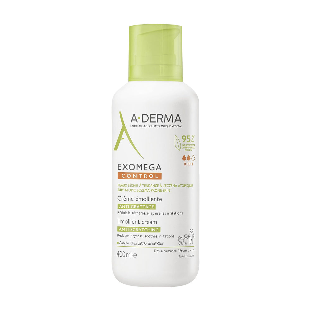 A-Derma Exomega Cream 400ml bottle offers soothing relief for irritated skin.