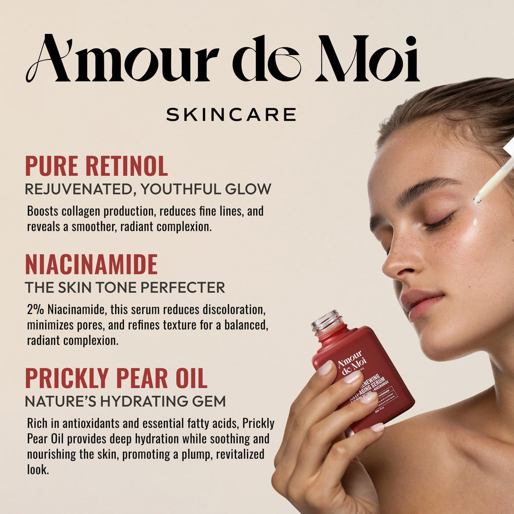 Amour De Moi ADM retinol serum application demo demonstrates gentle daily use