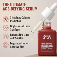 Amour De Moi ADM retinol serum label closeup shows fragrance-free formula for sensitive skin