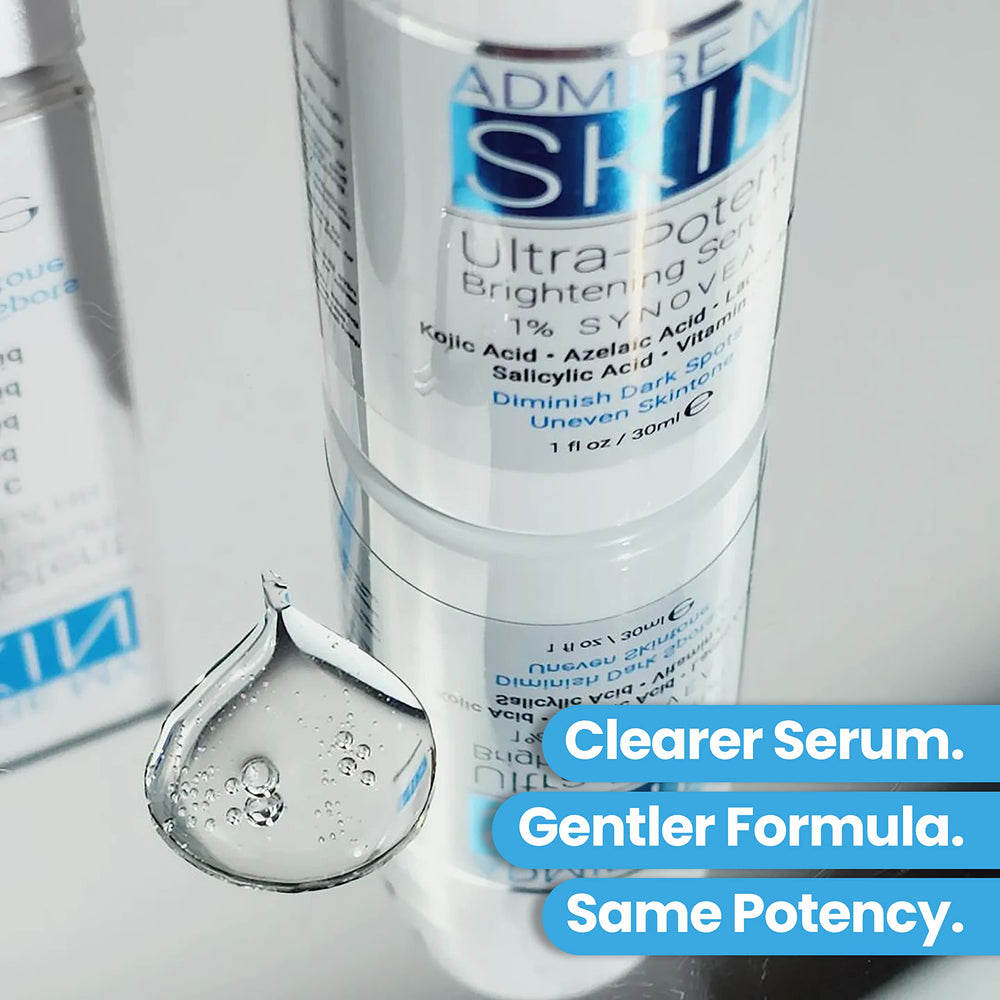 Admire My Skin morning routine shot shows serum application on skin.