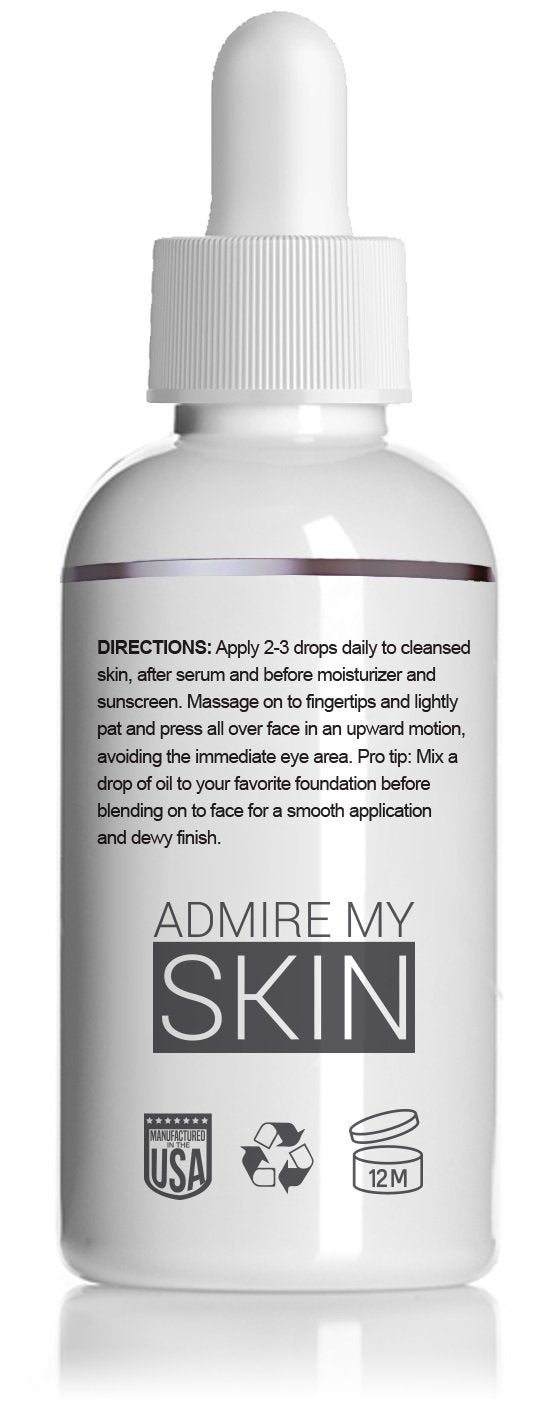 Admire My Skin Vitamin C Gua Sha Oil ingredient-rich blend shown.