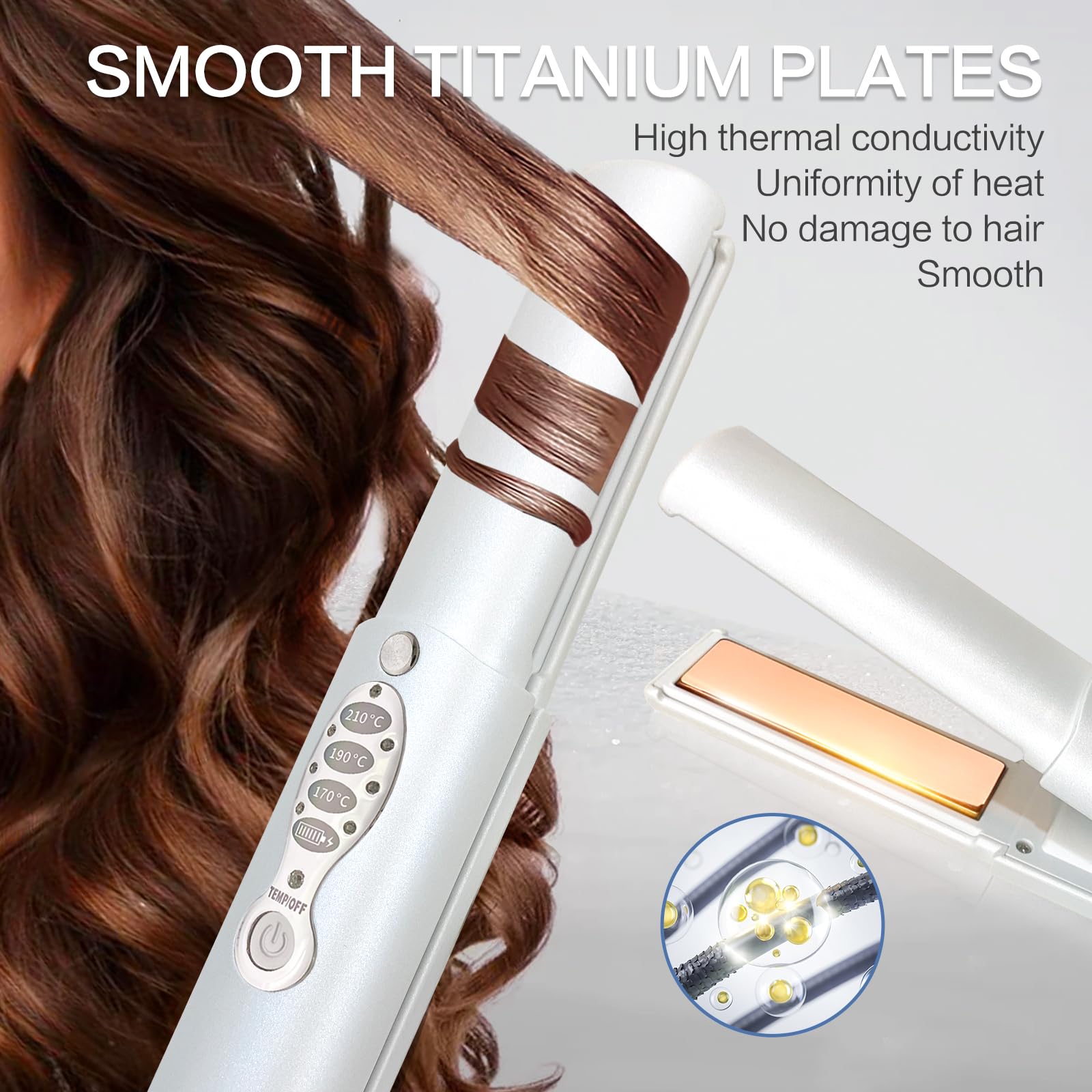 ADOBIRD 2-in-1 cordless straightener and curler for on-the-go styling.