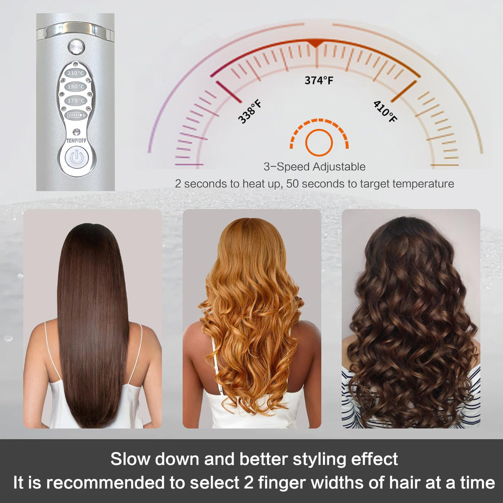 ADOBIRD cordless flat iron highlights USB-C charging and dual voltage.