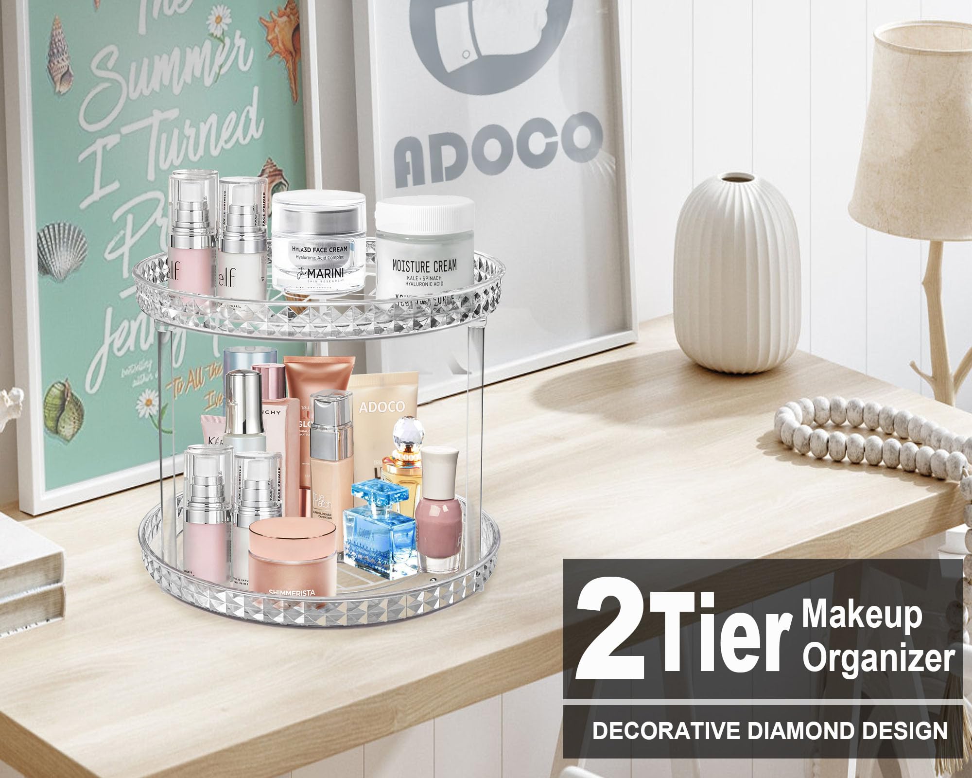 Adoco countertop perfume and brush organizer keeps items within reach
