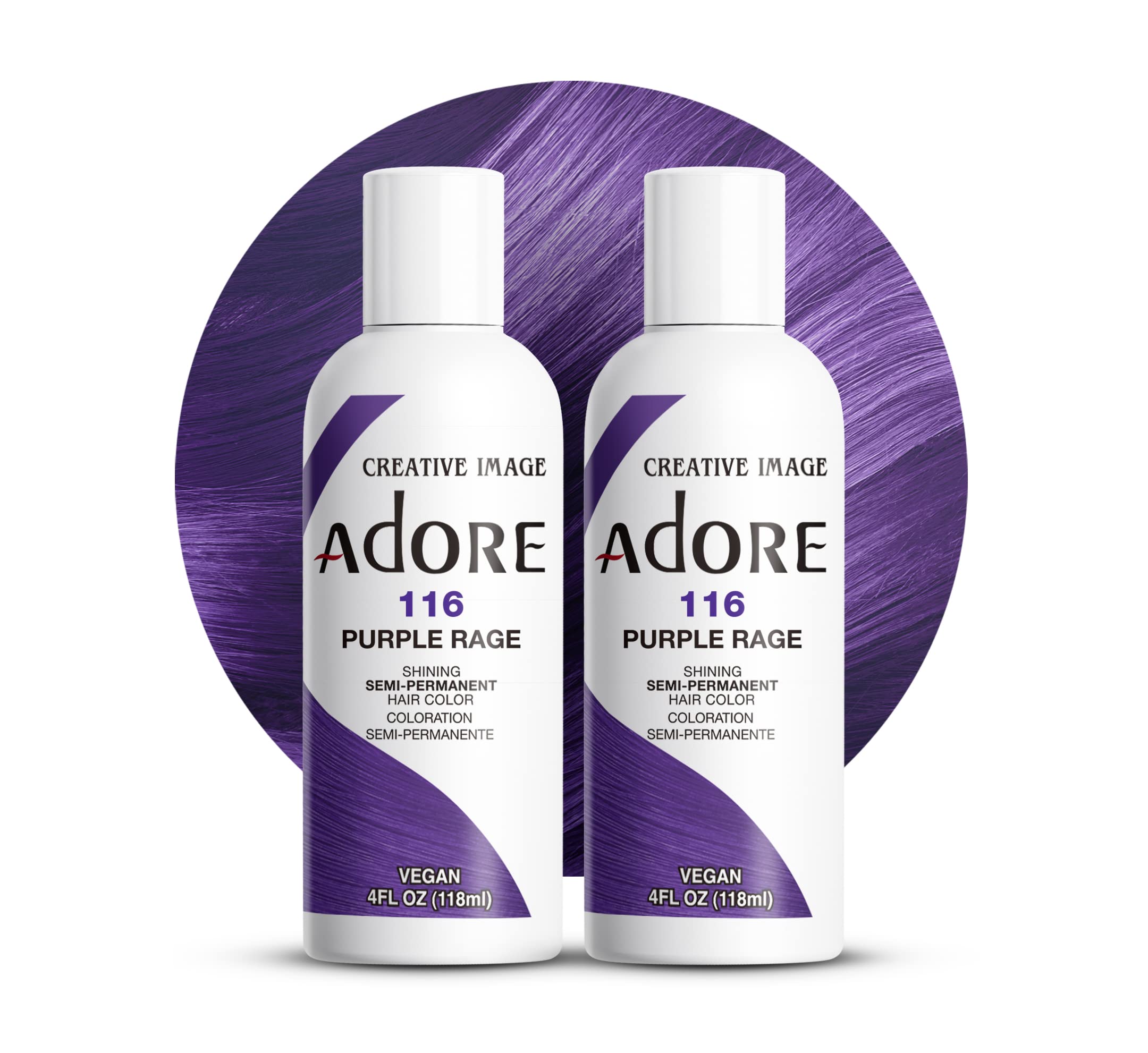 Adore 116 Purple Rage bottle shows bold, long-lasting purple color.