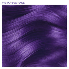 Adore 116 Purple Rage dye pour demonstrates even application across hair types.