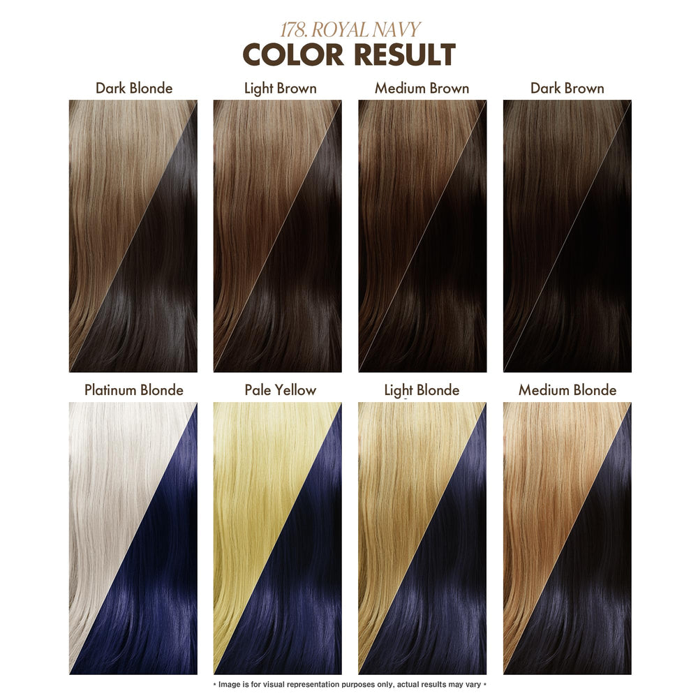 Adore 178 Royal Navy hair application on hands shows smooth, mess-free application