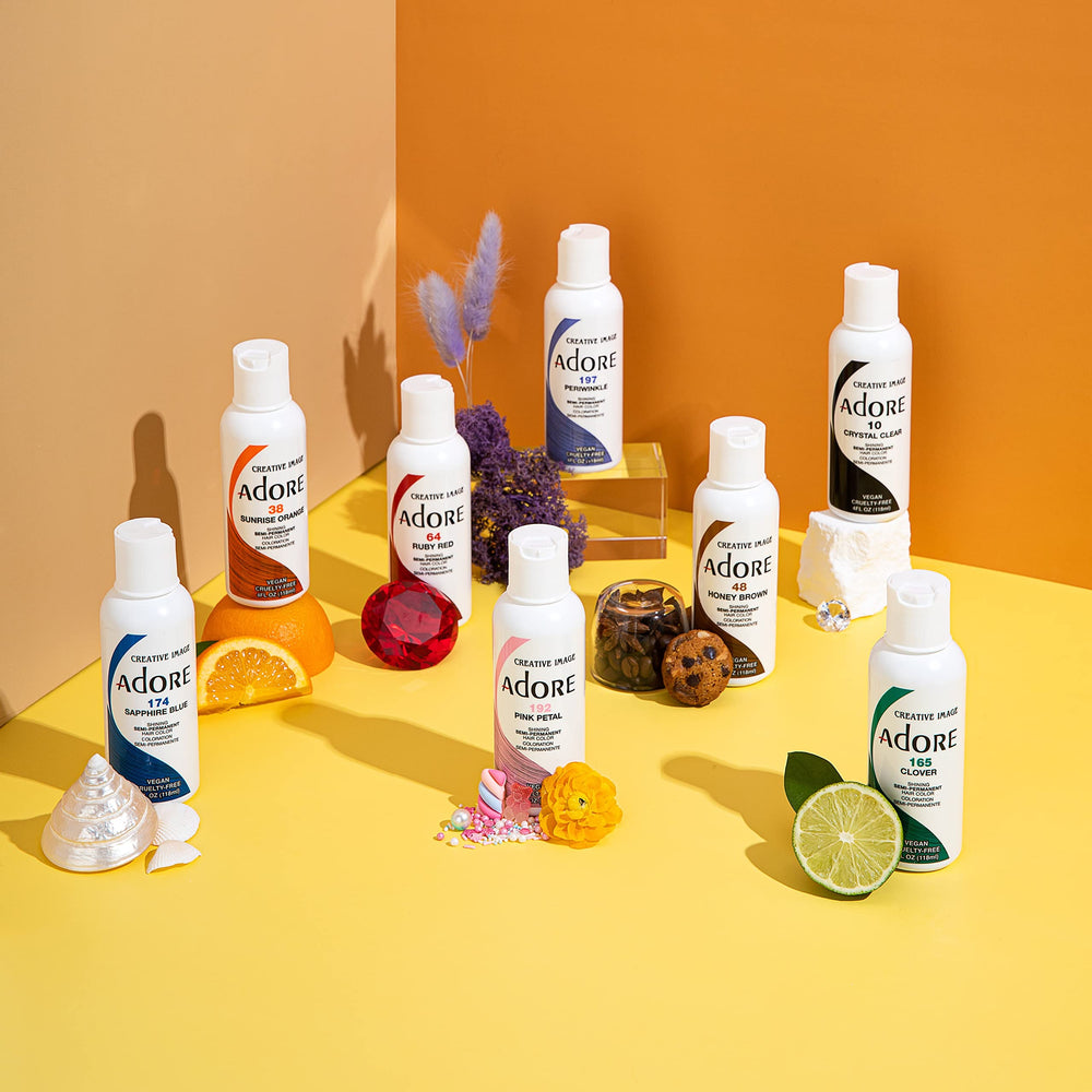 Adore Burgundy Envy applied across hair types showing smooth, even color deposit.