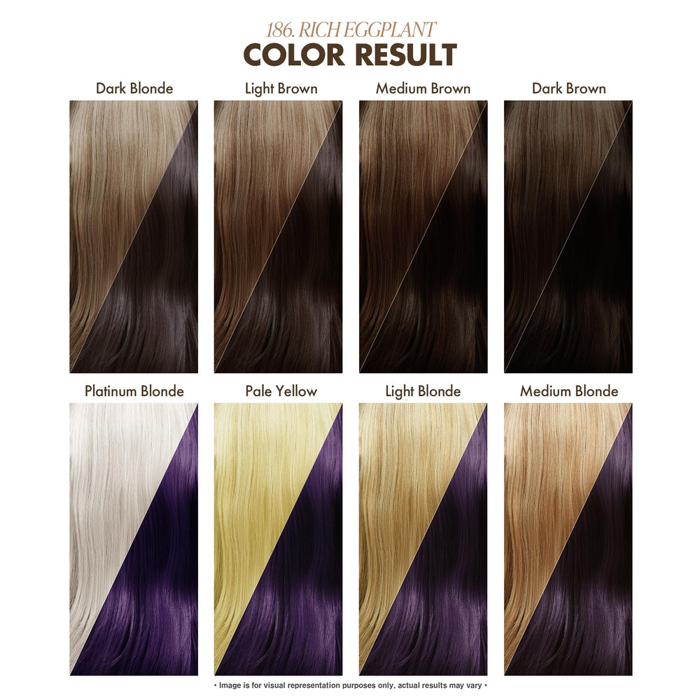 Adore eggplant dye application demonstrates smooth, easy at-home coverage.